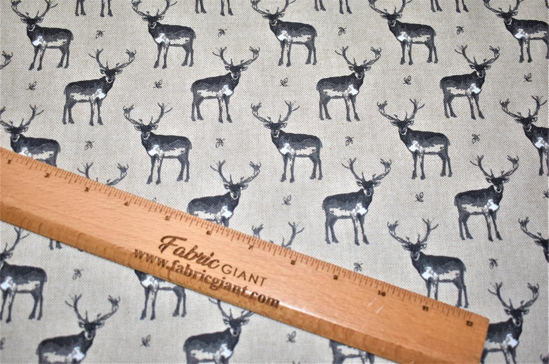 Natural Vintage Stags Linen