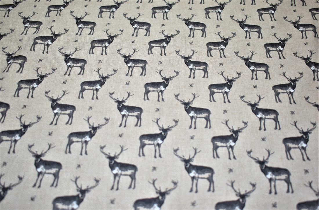 Natural Vintage Stags Linen