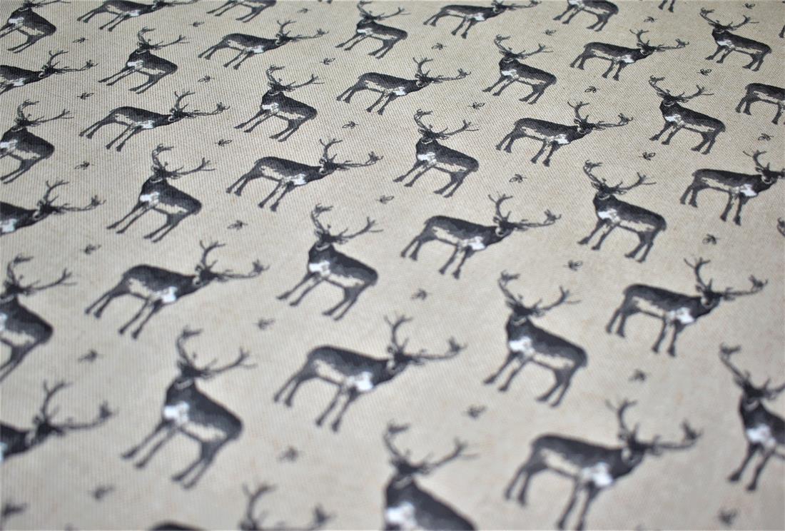 Natural Vintage Stags Linen