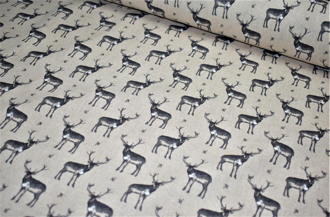 Natural Vintage Stags Linen