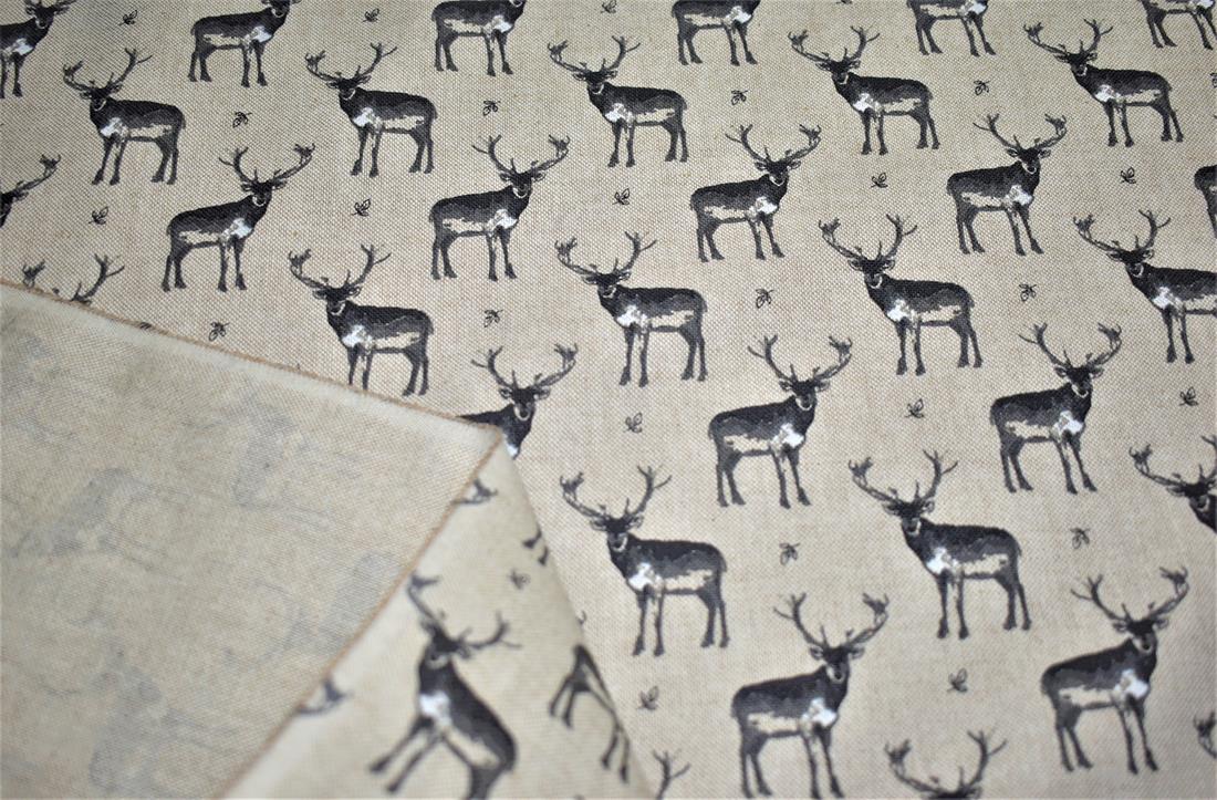 Natural Vintage Stags Linen