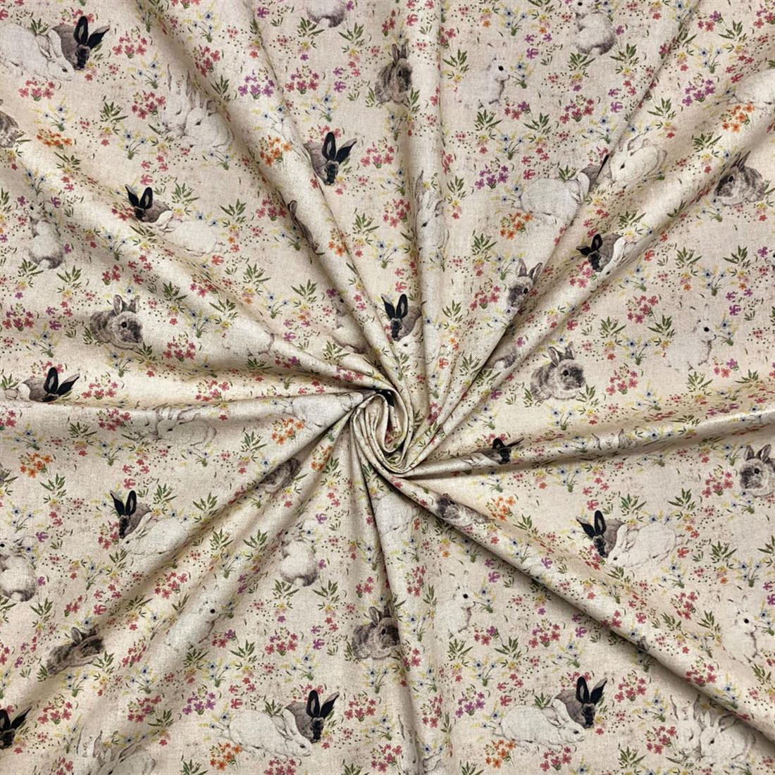Natural Rabbits and Hares Cotton Rich Linen