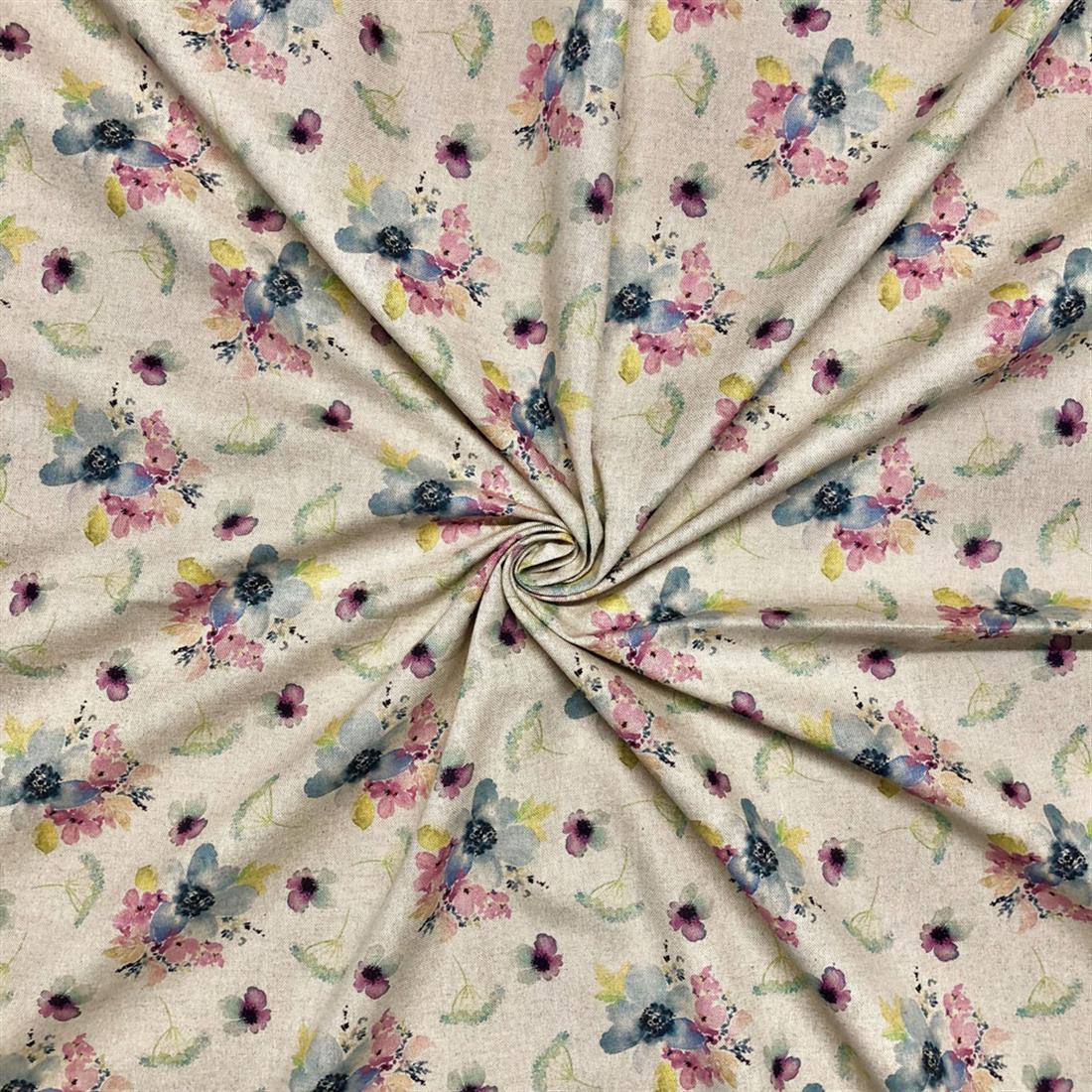 Botanical Flowers Autumn Cotton Rich Linen