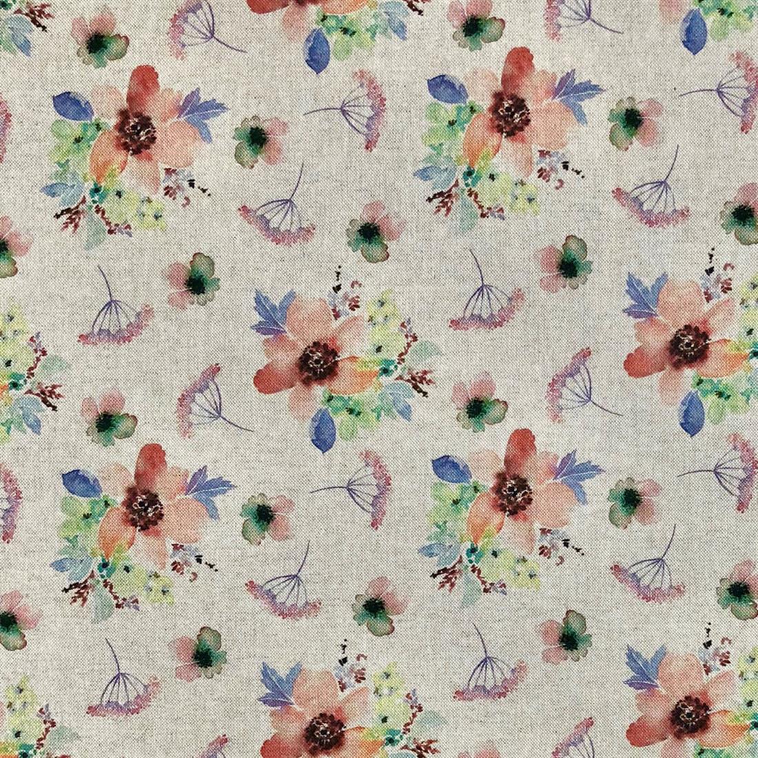 Botanical Flowers Autumn Cotton Rich Linen