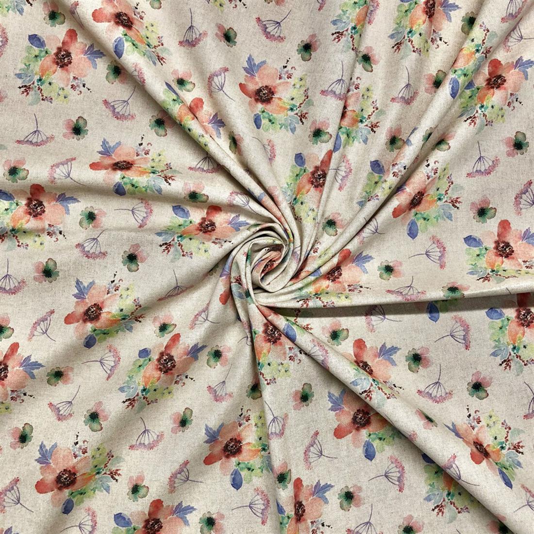 Botanical Flowers Autumn Cotton Rich Linen