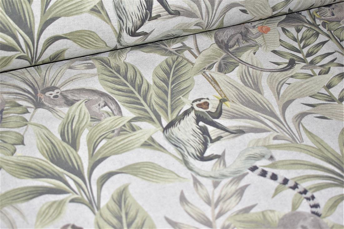 Light Grey Linen Printed Canvas Fabric
