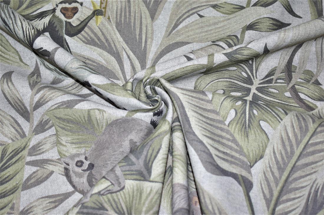 Light Grey Linen Printed Canvas Fabric