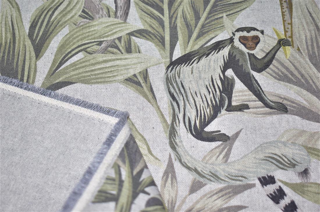 Light Grey Linen Printed Canvas Fabric