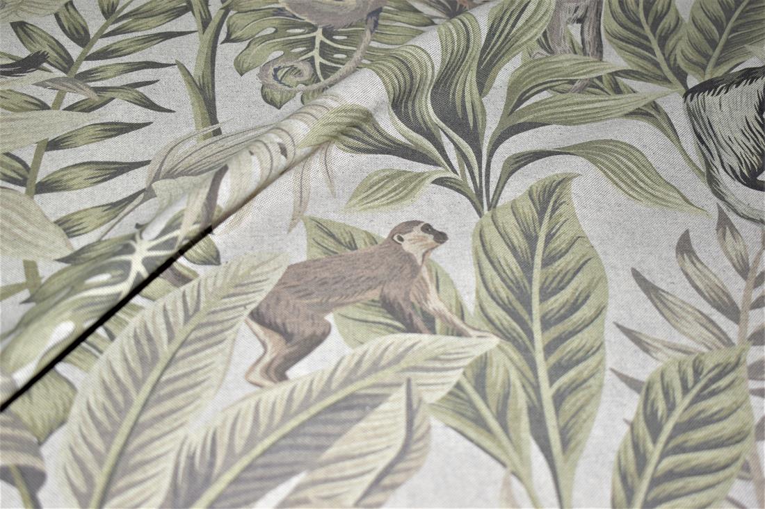 Light Grey Linen Printed Canvas Fabric