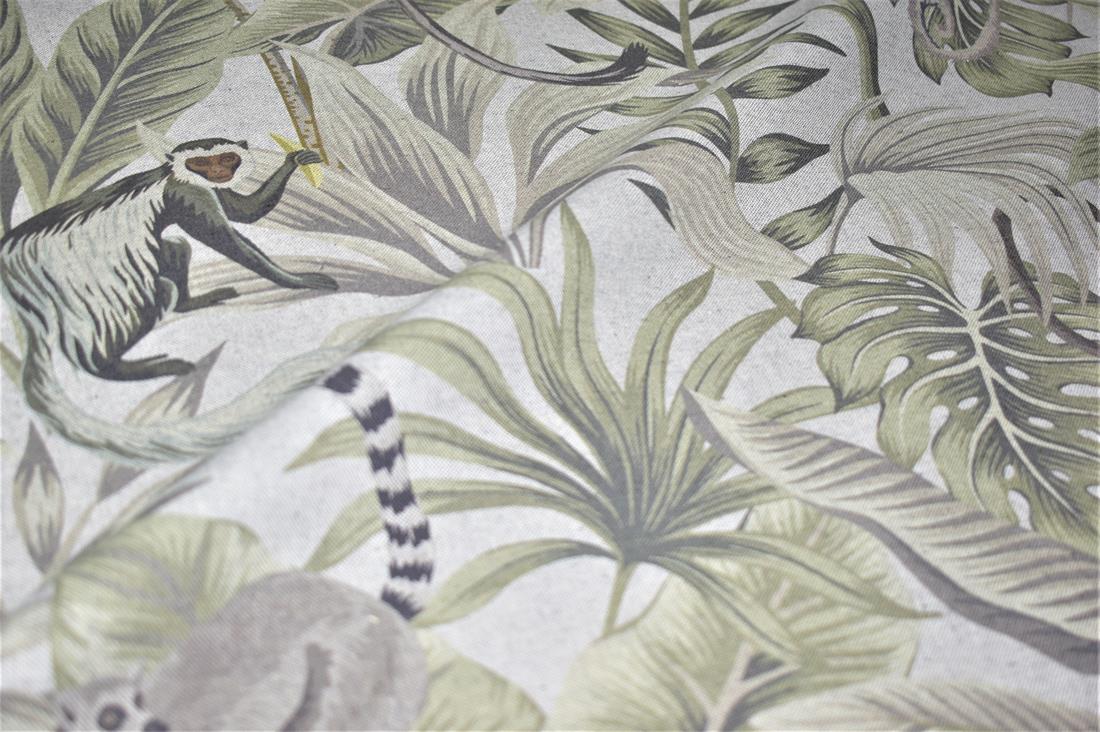 Light Grey Linen Printed Canvas Fabric