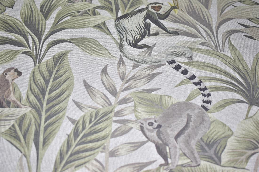 Light Grey Linen Printed Canvas Fabric