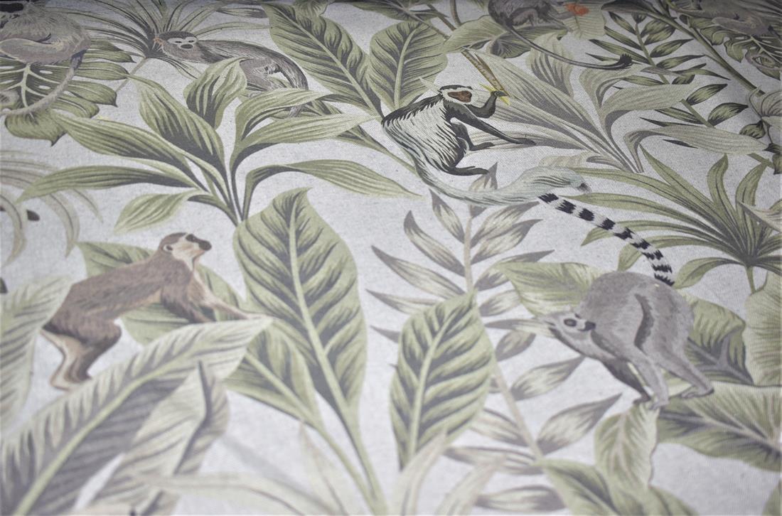 Light Grey Linen Printed Canvas Fabric