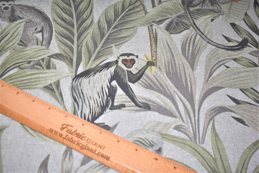 Light Grey Linen Printed Canvas Fabric