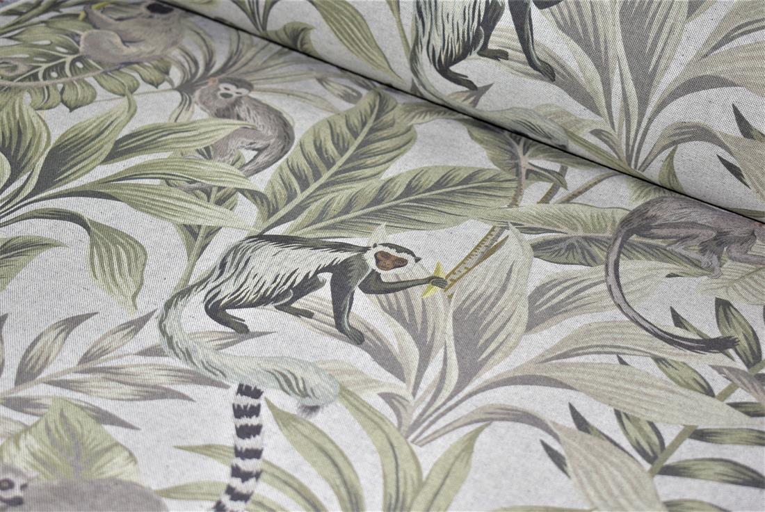 Light Grey Linen Printed Canvas Fabric