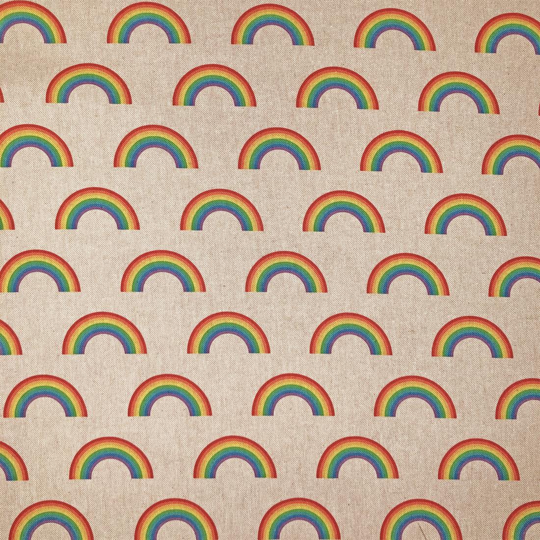 Light Pink Rainbow Large Printed Digital Canvas Fabric