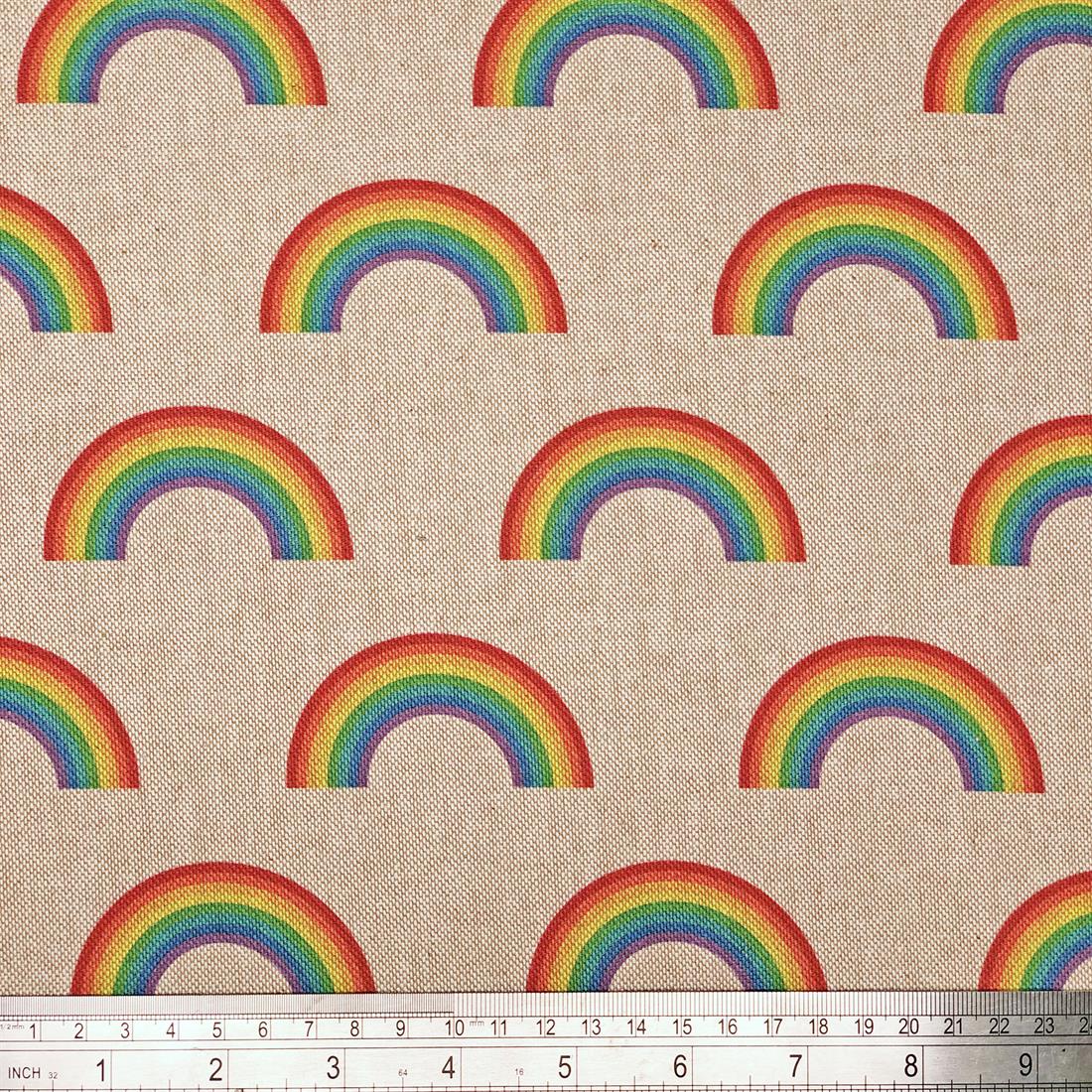 Light Pink Rainbow Large Printed Digital Canvas Fabric