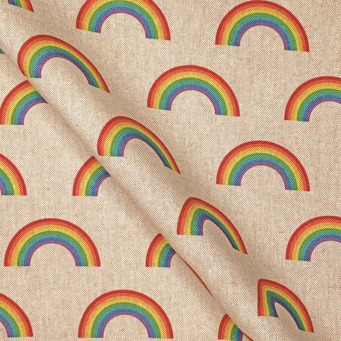 Light Pink Rainbow Large Printed Digital Canvas Fabric