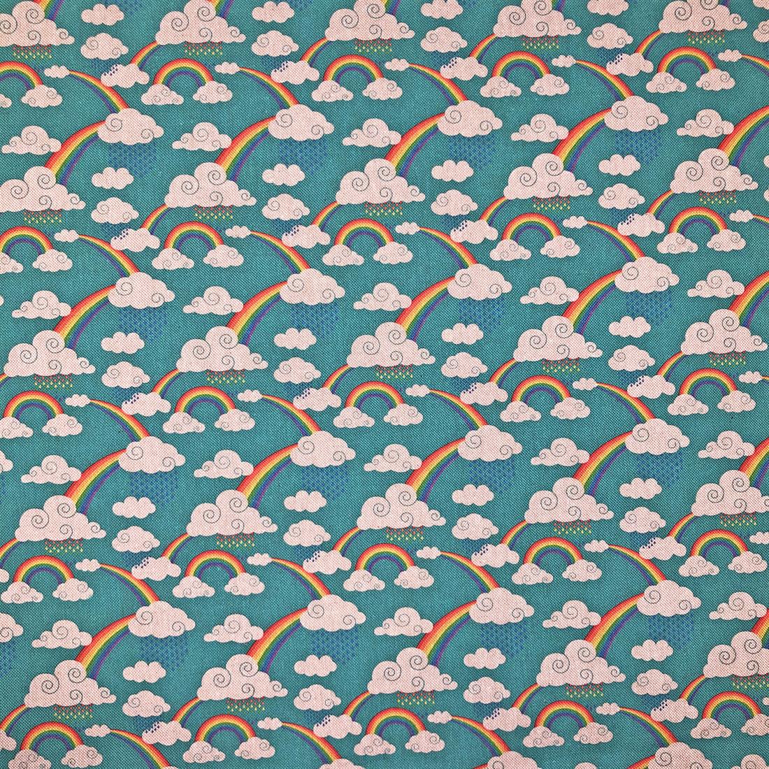 Blue Rainbow Printed Digital Canvas Fabric