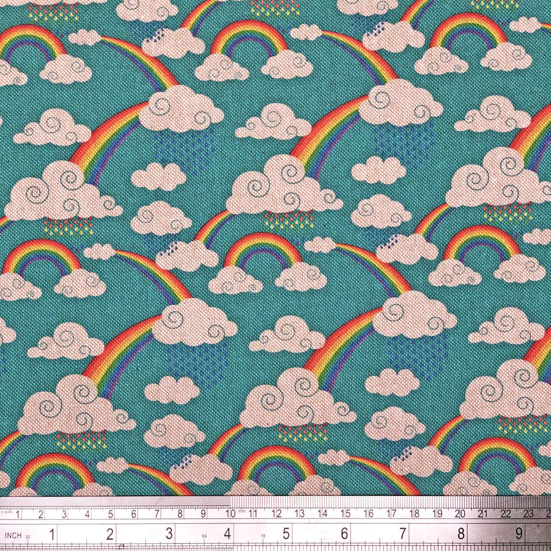 Blue Rainbow Printed Digital Canvas Fabric