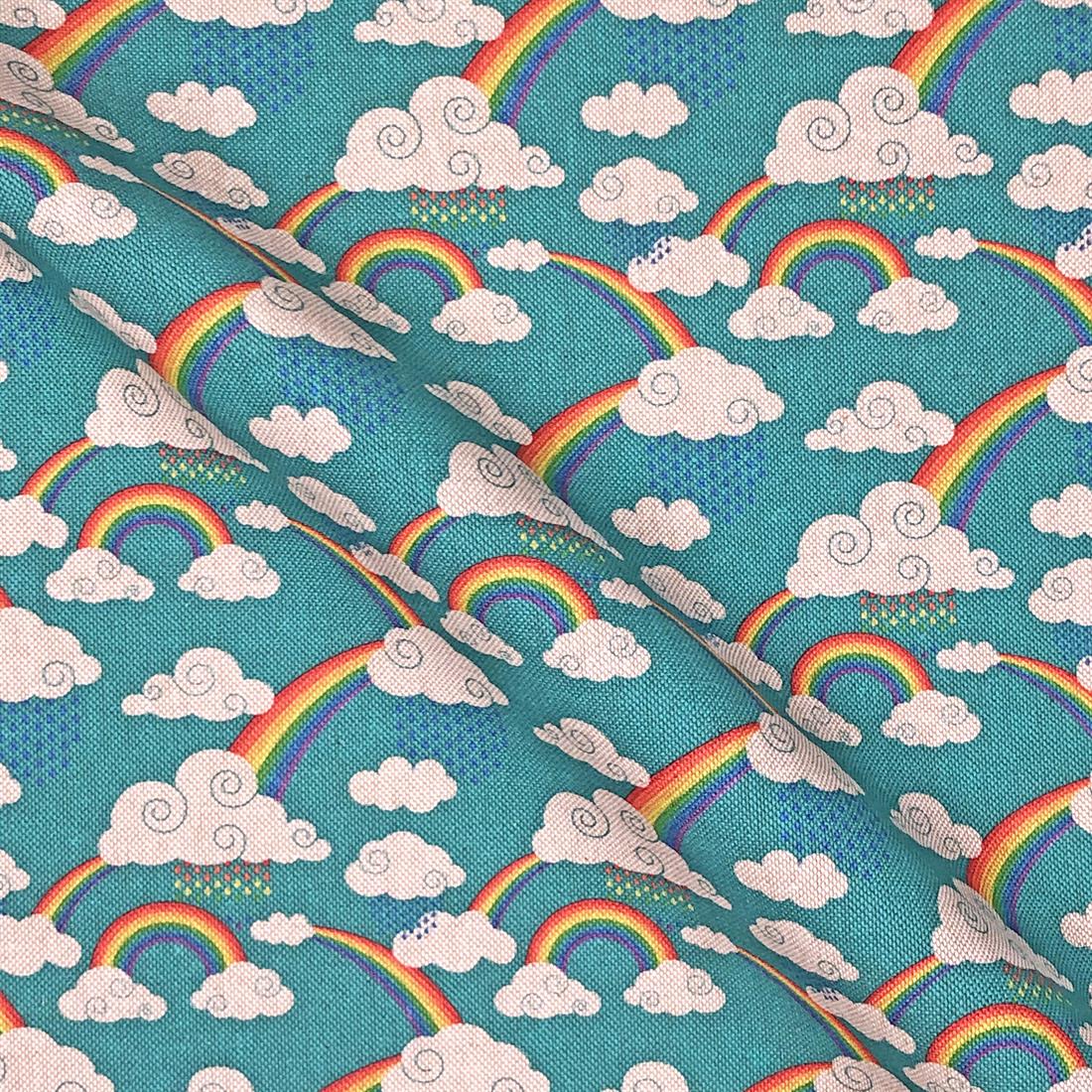 Blue Rainbow Printed Digital Canvas Fabric