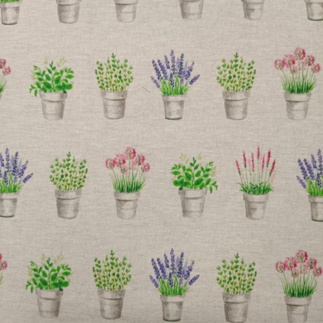 Natural Flower Pots Printed Digital Canvas Fabric