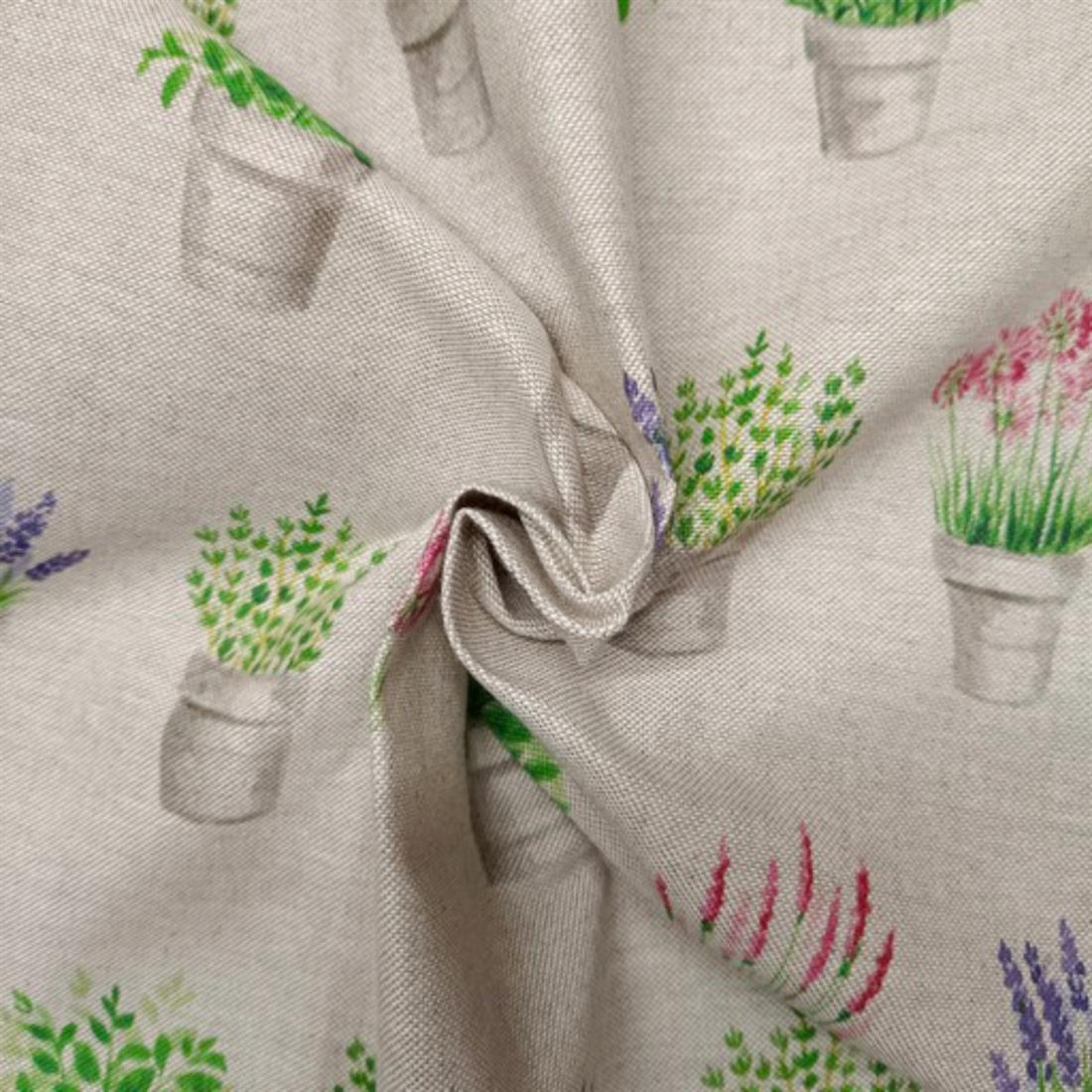Natural Flower Pots Printed Digital Canvas Fabric