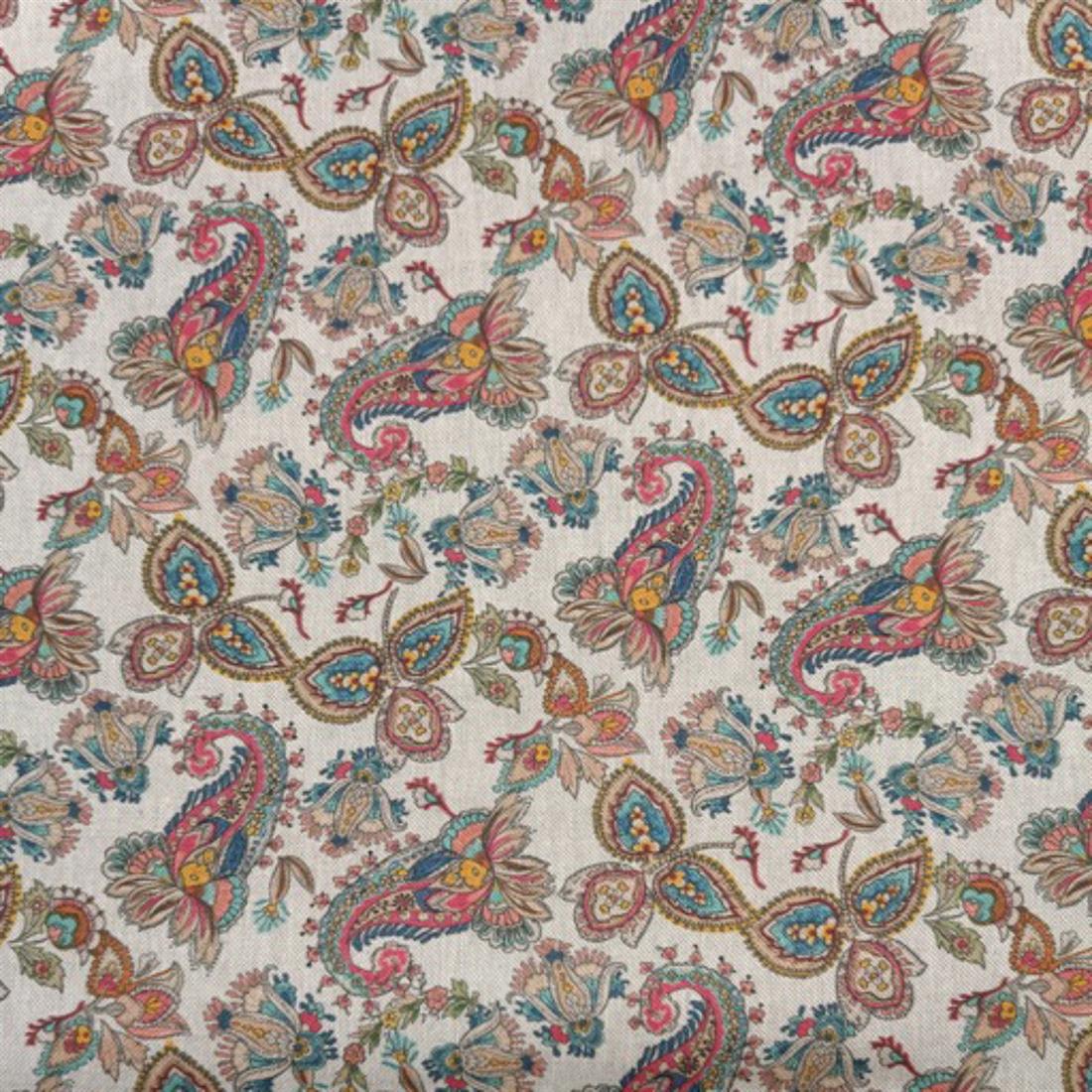 Natural Jacobean Floral Printed Digital Canvas Fabric