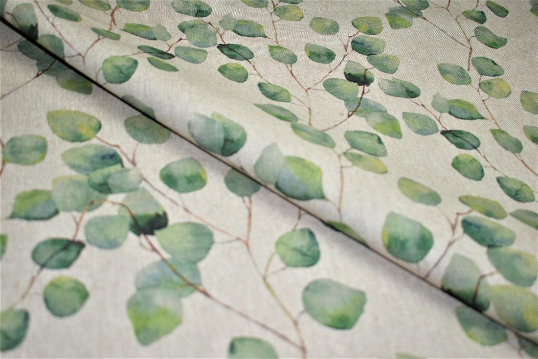 Watercolour Leaves Printed Digital Canvas Fabric