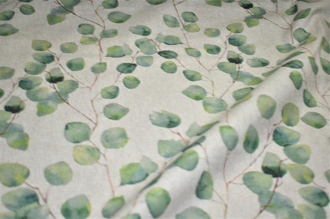 Watercolour Leaves Printed Digital Canvas Fabric