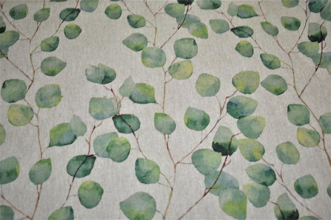 Watercolour Leaves Printed Digital Canvas Fabric