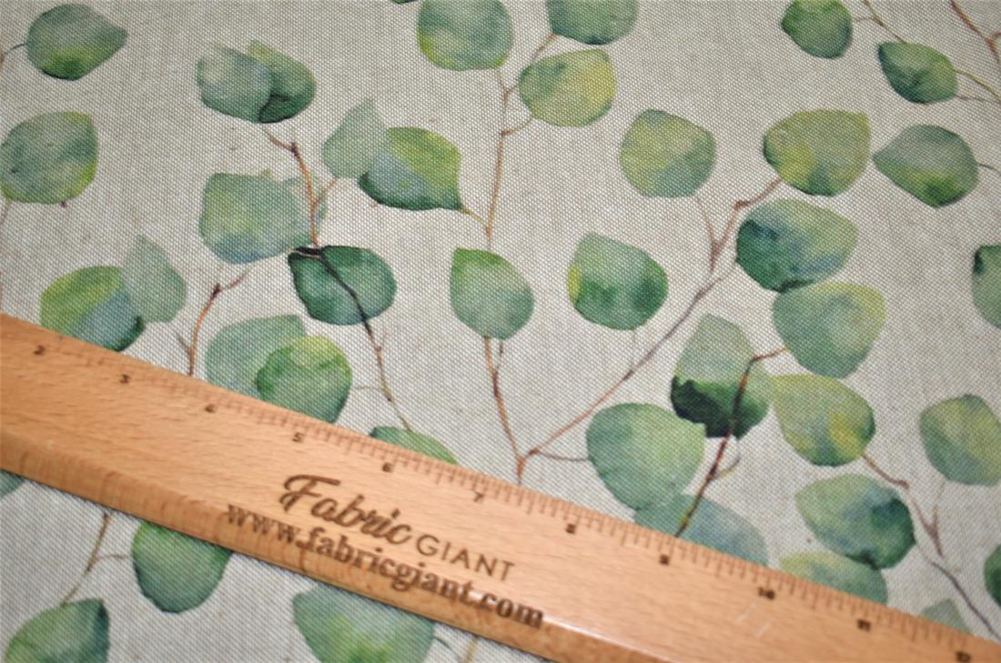 Watercolour Leaves Printed Digital Canvas Fabric