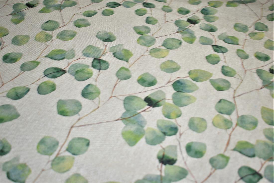 Watercolour Leaves Printed Digital Canvas Fabric