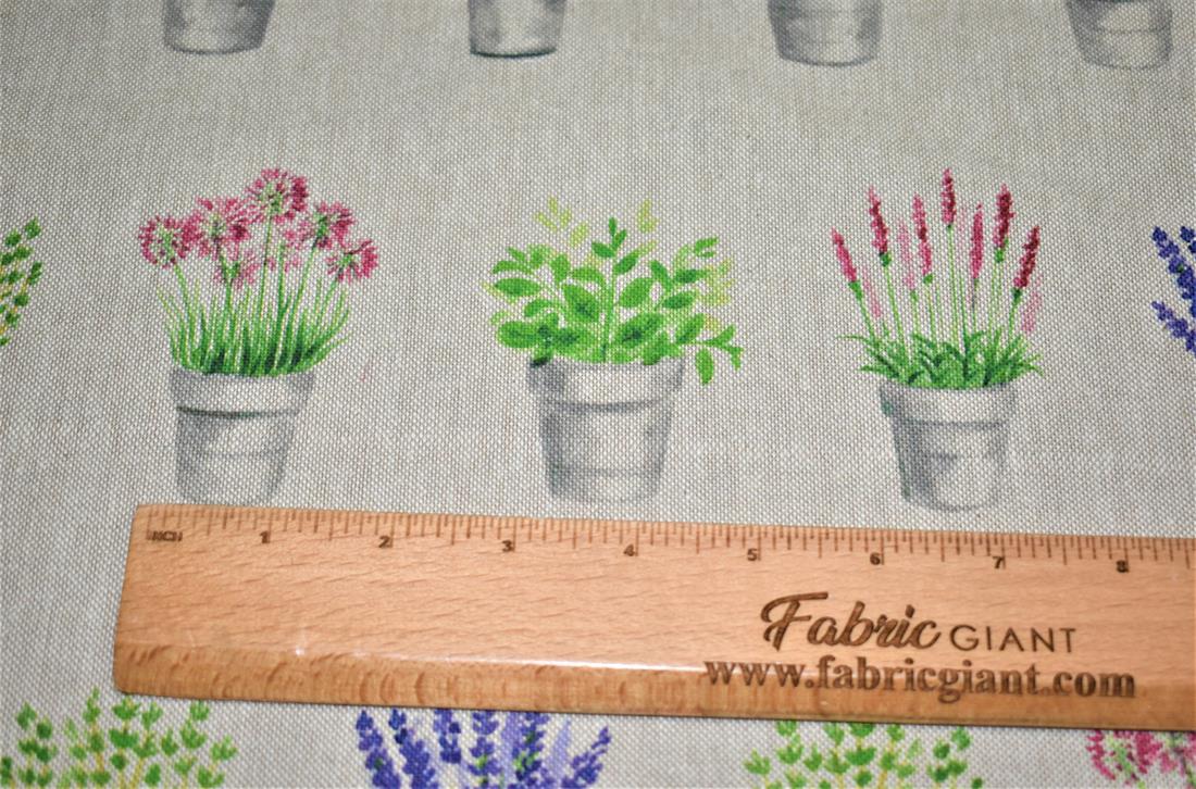 Natural Flower Pots Printed Digital Canvas Fabric