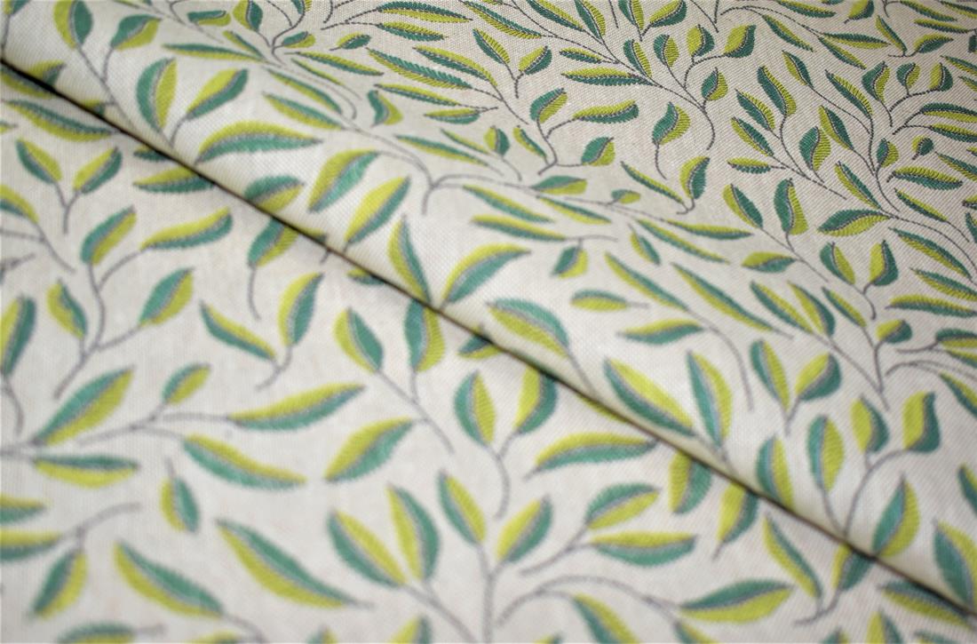 Natural Green Green Leaves Printed Digital Canvas Fabric