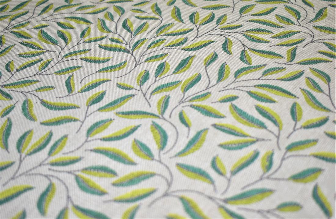 Natural Green Green Leaves Printed Digital Canvas Fabric