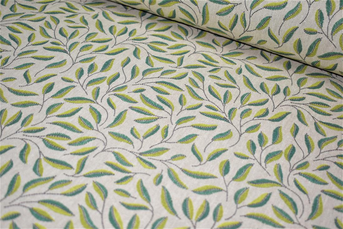 Natural Green Green Leaves Printed Digital Canvas Fabric