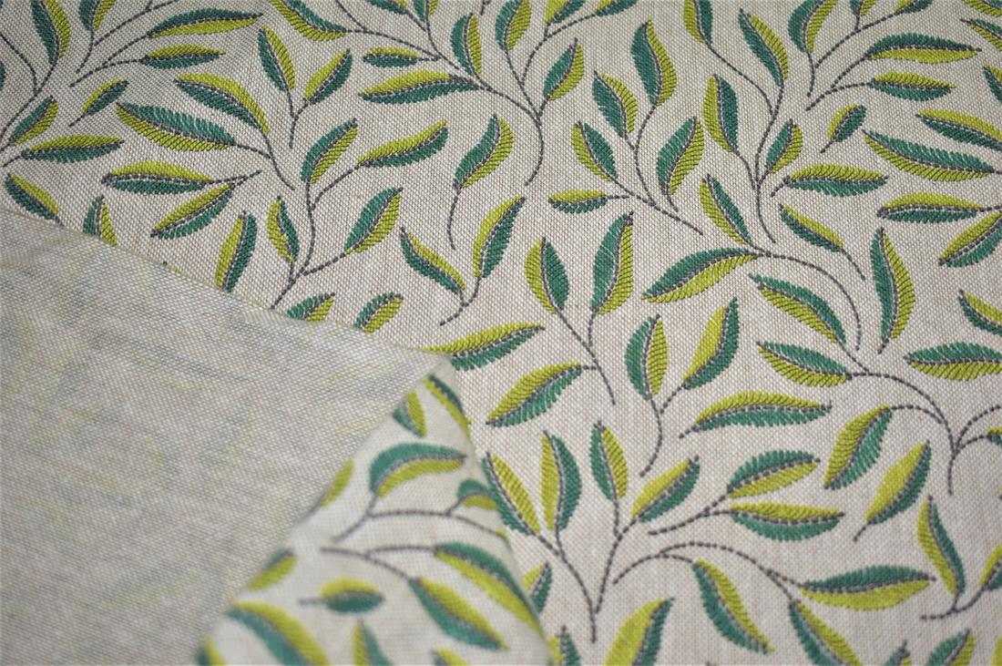 Natural Green Green Leaves Printed Digital Canvas Fabric