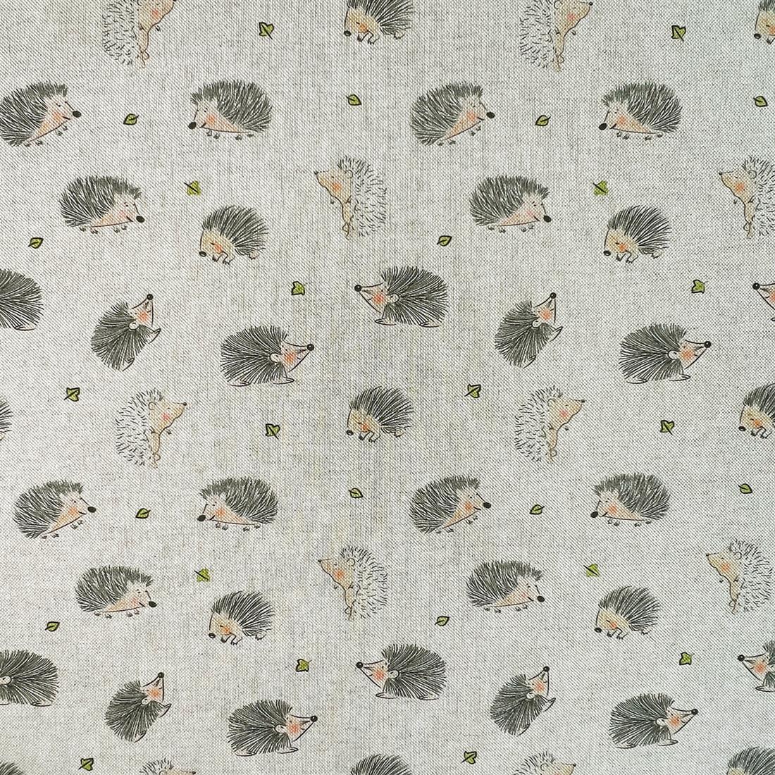 Natural Little Hedgehogs Printed Digital Canvas Fabric