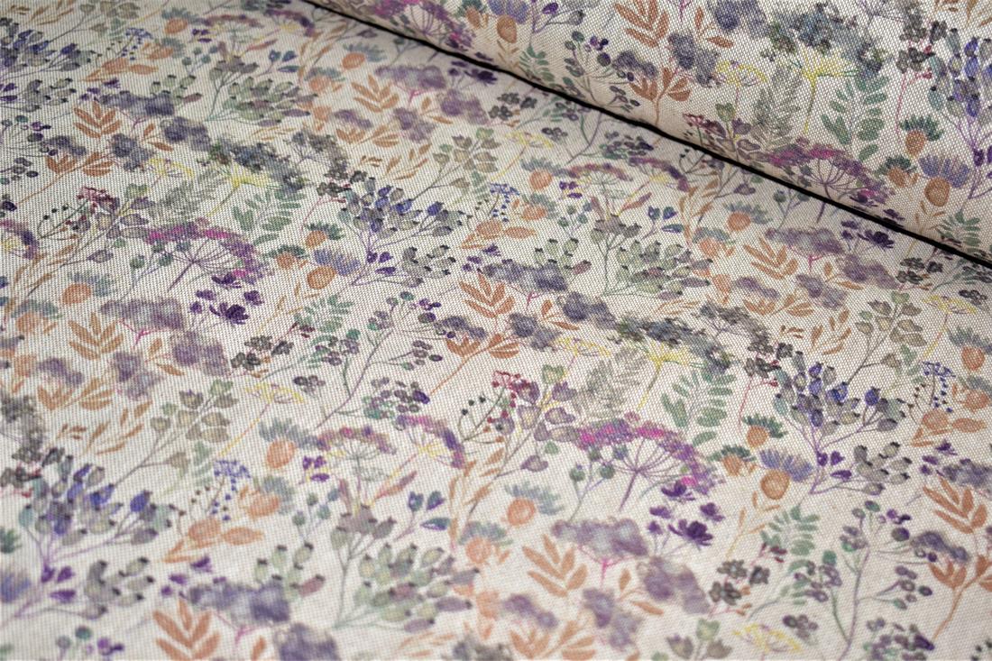 Natural Trailing Flowers Spring Printed Digital Canvas Fabric
