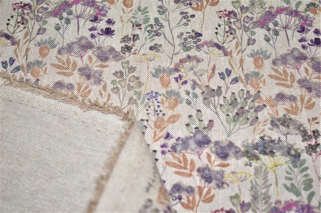 Natural Trailing Flowers Spring Printed Digital Canvas Fabric