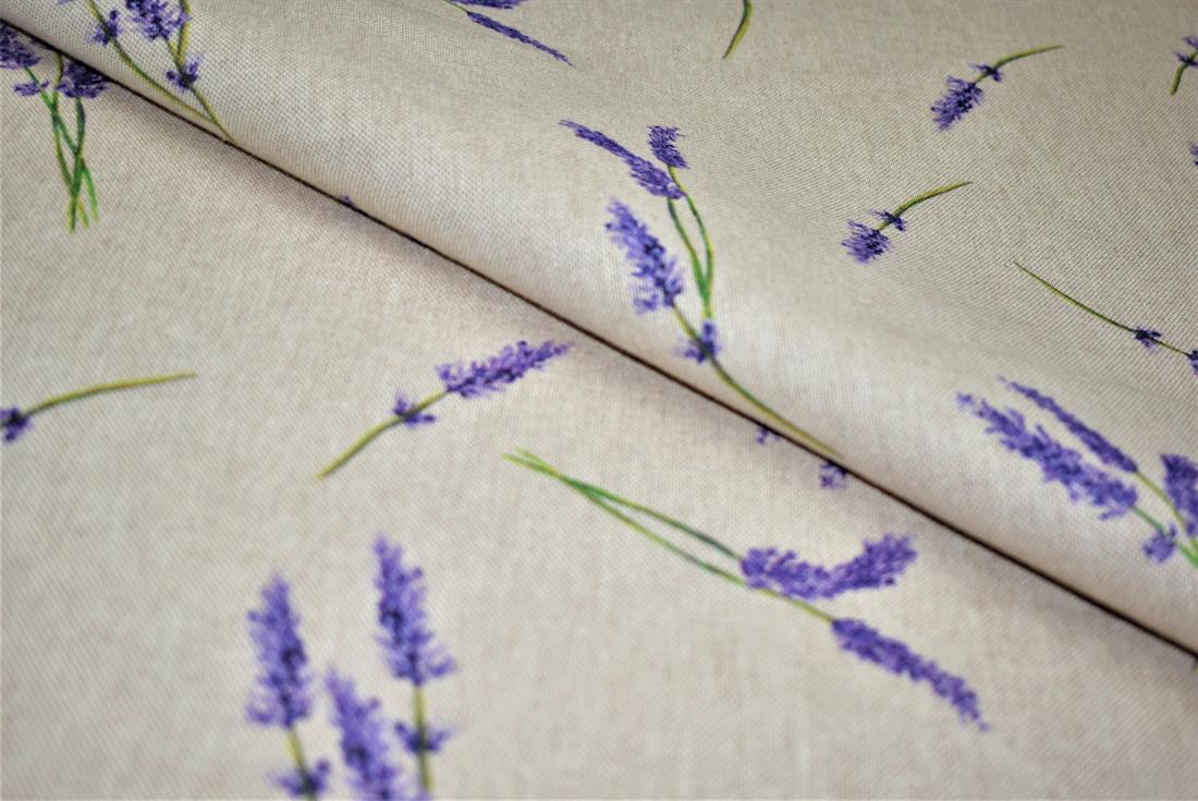 Natural Lavender Printed Digital Canvas Fabric