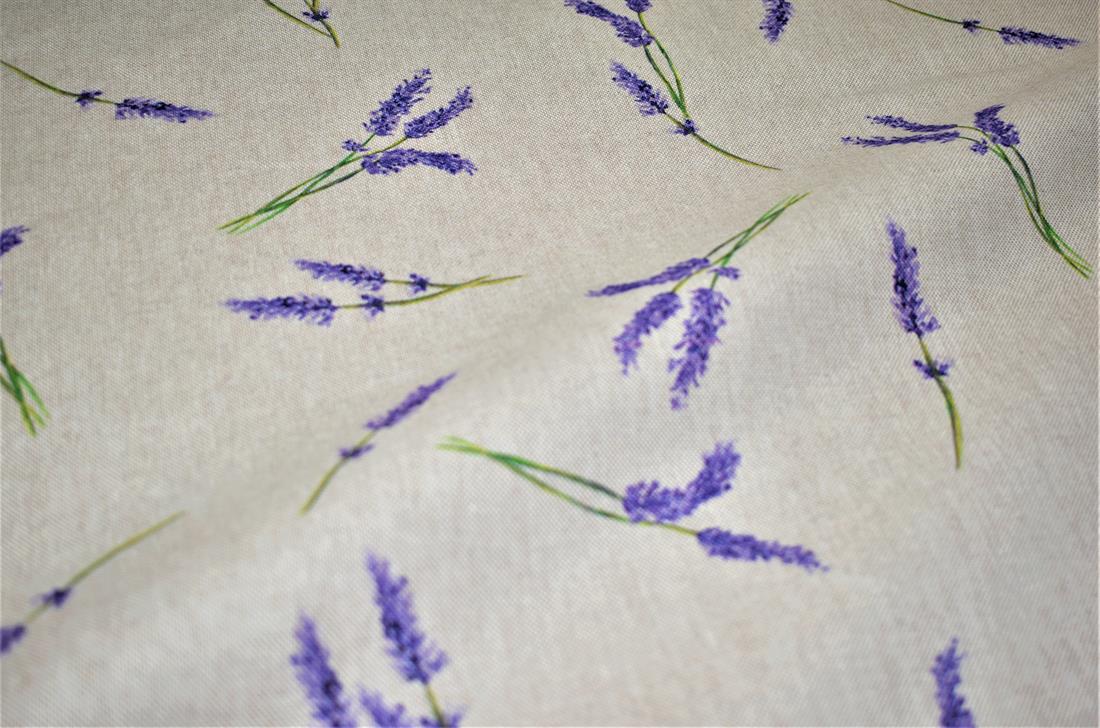 Natural Lavender Printed Digital Canvas Fabric