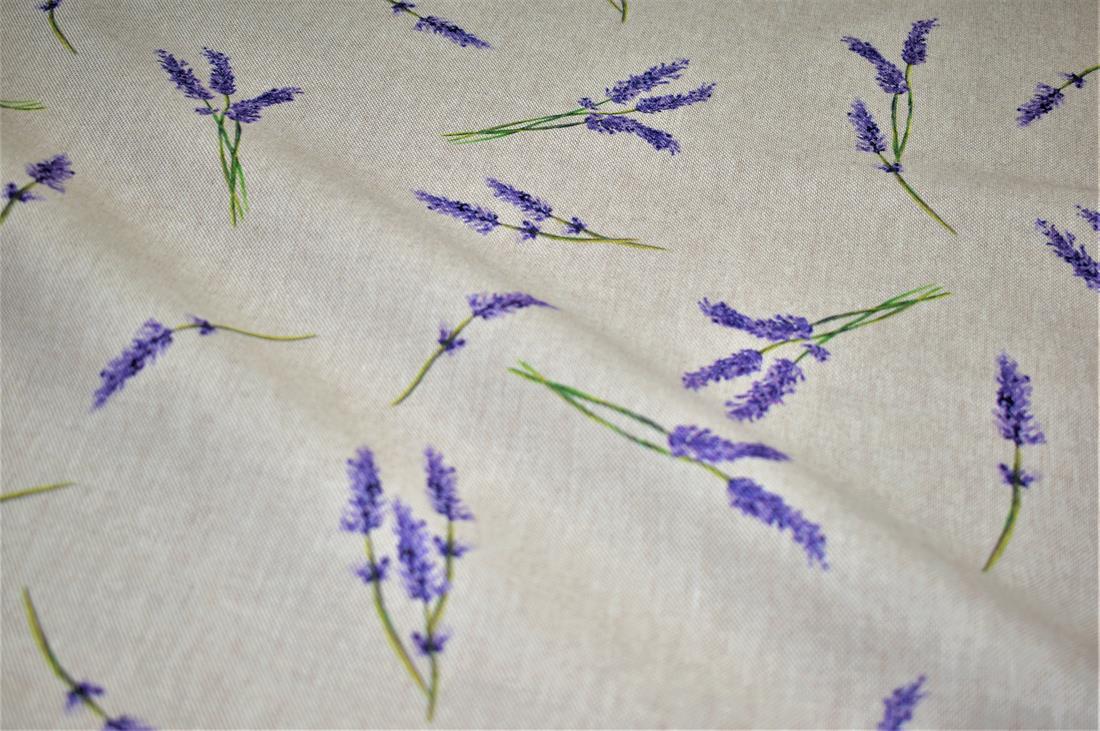 Natural Lavender Printed Digital Canvas Fabric