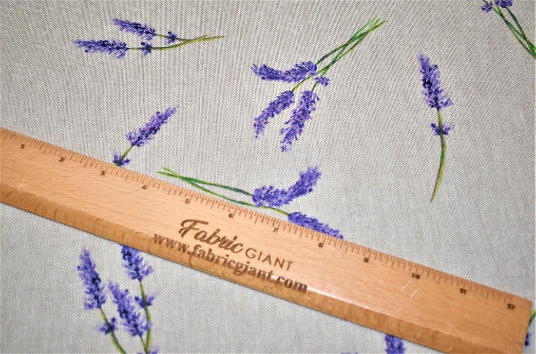 Natural Lavender Printed Digital Canvas Fabric