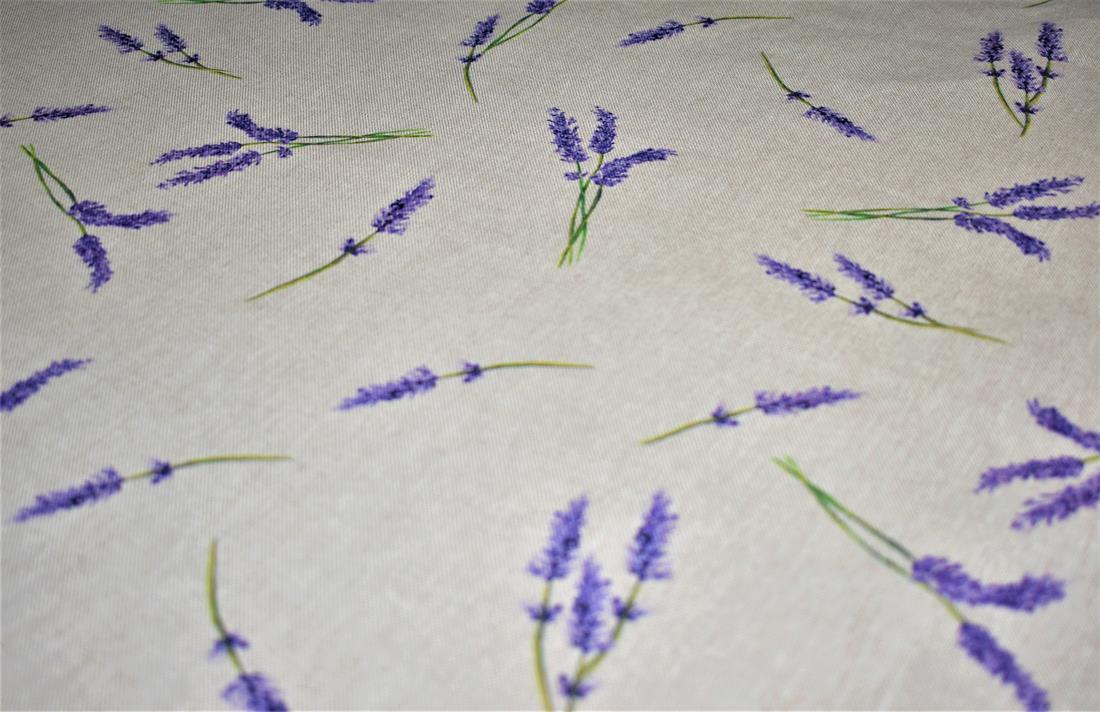 Natural Lavender Printed Digital Canvas Fabric