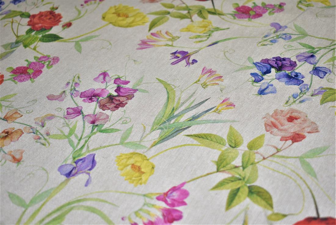 Natural Classic Floral Printed Digital Canvas Fabric