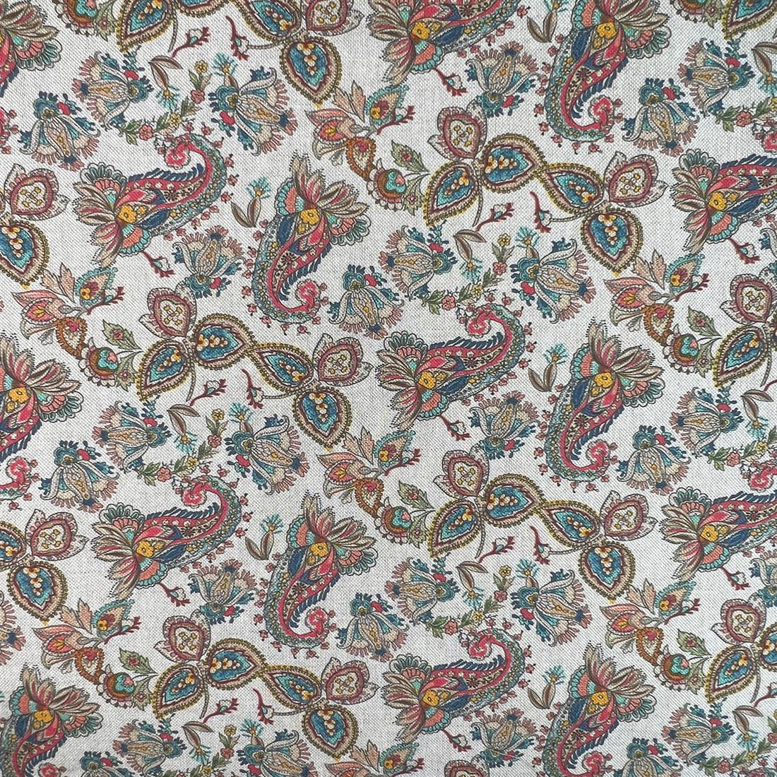 Natural Jacobean Flowers Printed Digital Canvas Fabric