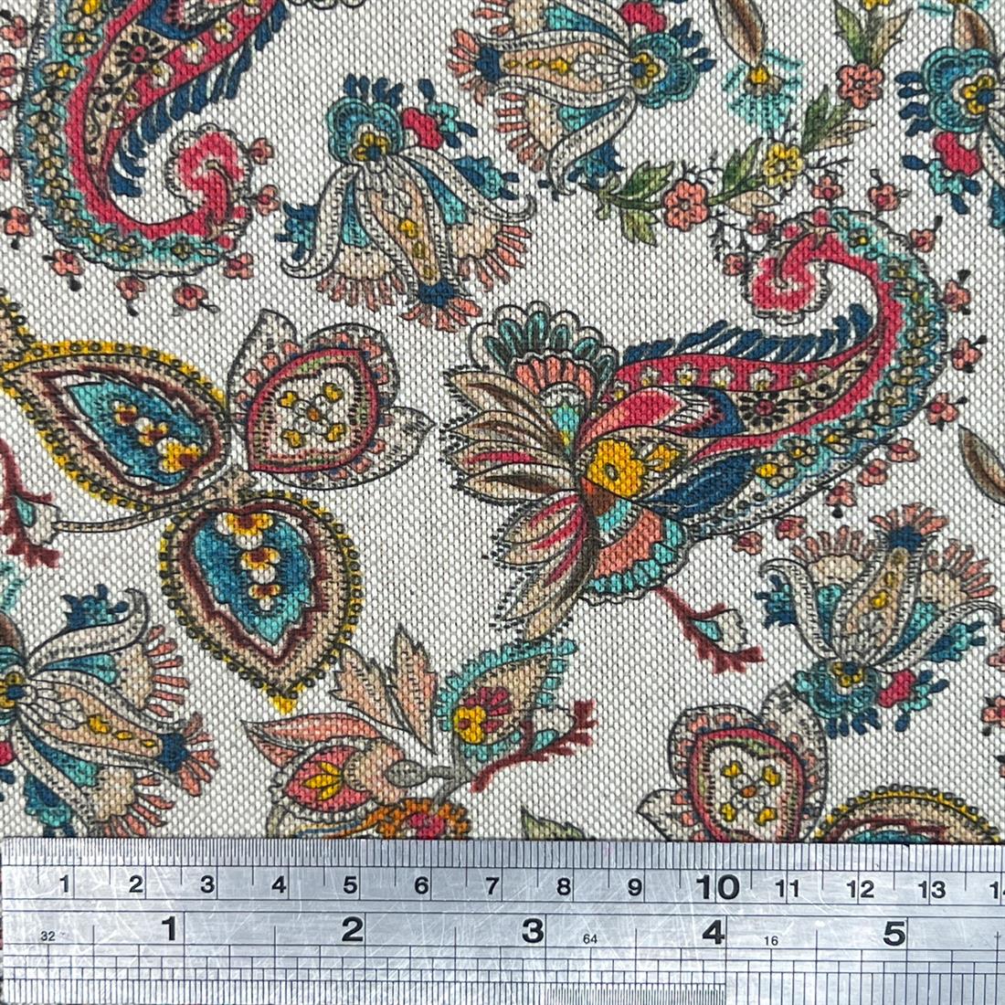 Natural Jacobean Flowers Printed Digital Canvas Fabric