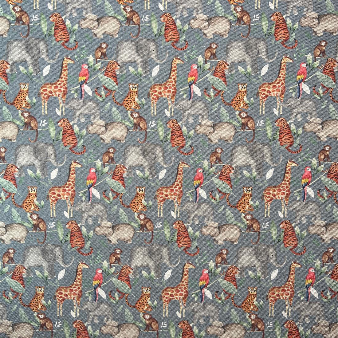 Grey In The Rainforest Steel Printed Pure Panama Fabric