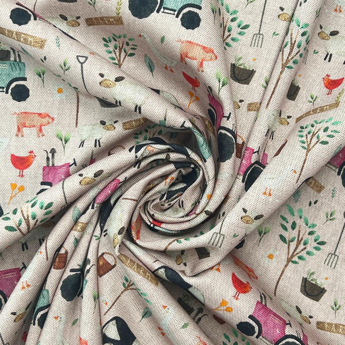 On the Farm Printed Pure Panama Fabric
